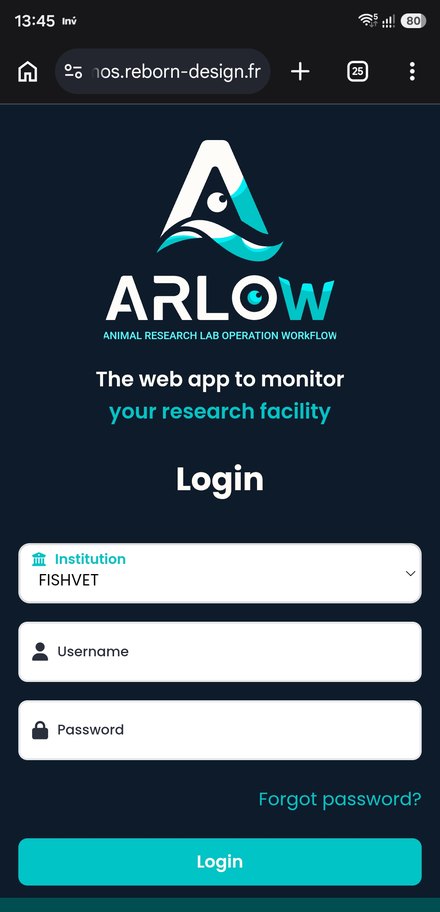 ARLOW login on mobile